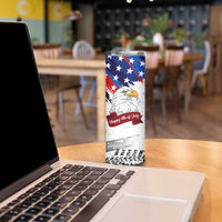 Happy 4th Of July Skinny Tumbler USA American Flag Bald Eagle Patriotic Red White Blue
