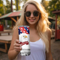 Happy 4th Of July Skinny Tumbler USA American Flag Bald Eagle Patriotic Red White Blue
