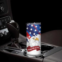 Happy 4th Of July Skinny Tumbler USA American Flag Bald Eagle Patriotic Red White Blue
