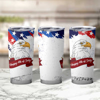 Happy 4th Of July Tumbler Cup USA American Flag Bald Eagle Patriotic Red White Blue