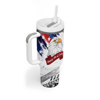 Happy 4th Of July Tumbler With Handle USA American Flag Bald Eagle Patriotic Red White Blue