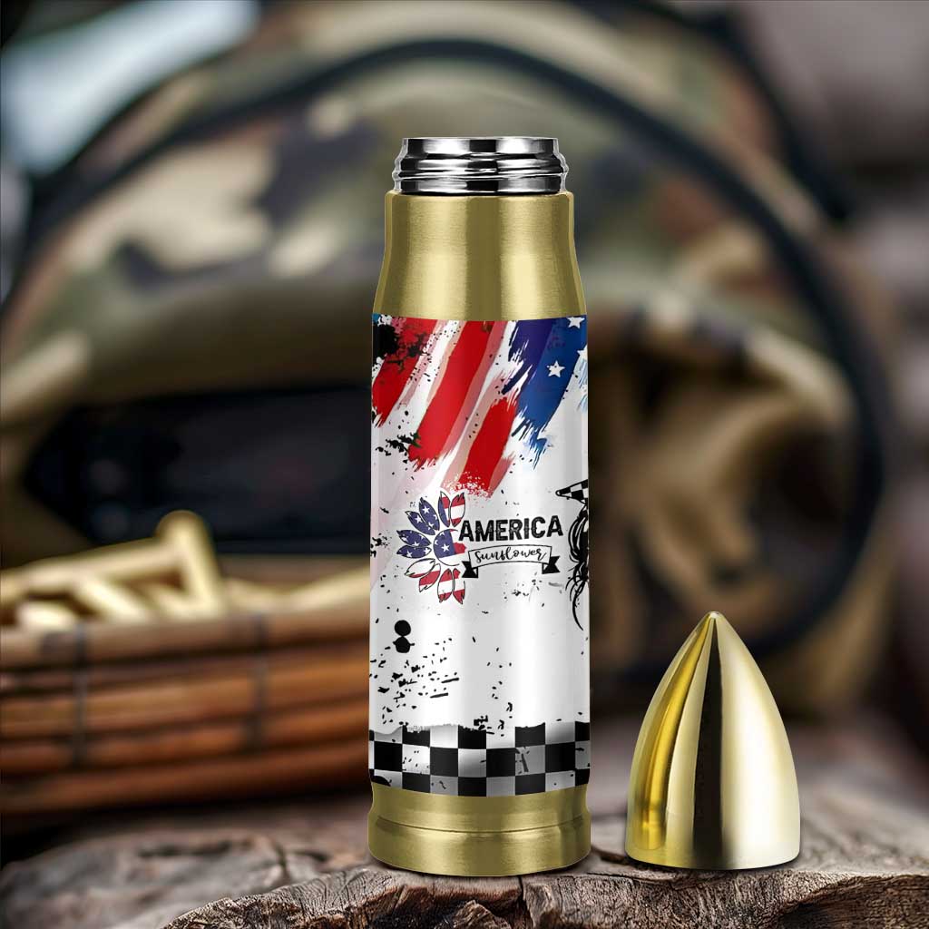 Happy 4th Of July Bullet Tumbler America Sunflower Flag American Patriotic Flower