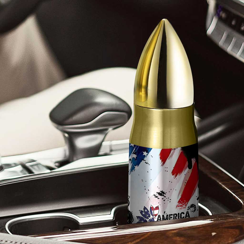Happy 4th Of July Bullet Tumbler America Sunflower Flag American Patriotic Flower