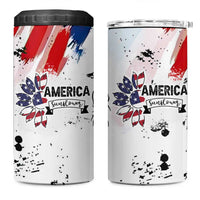 Happy 4th Of July 4 in 1 Can Cooler Tumbler America Sunflower Flag American Patriotic Flower