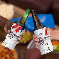 Happy 4th Of July 4 in 1 Can Cooler Tumbler America Sunflower Flag American Patriotic Flower