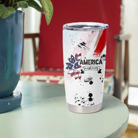 Happy 4th Of July Tumbler Cup America Sunflower Flag American Patriotic Flower