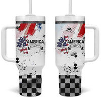 Happy 4th Of July Tumbler With Handle America Sunflower Flag American Patriotic Flower