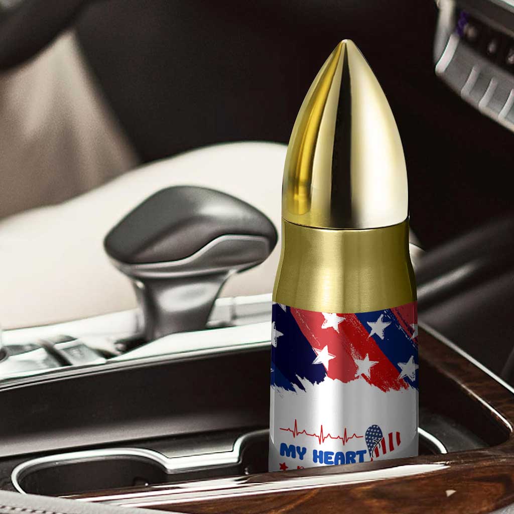 My Heart Belongs To America Patriotic Bullet Tumbler 4th Of July Independence Day American Flag