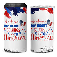 My Heart Belongs To America Patriotic 4 in 1 Can Cooler Tumbler 4th Of July Independence Day American Flag
