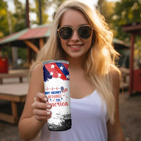 My Heart Belongs To America Patriotic Skinny Tumbler 4th Of July Independence Day American Flag