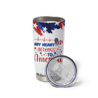 My Heart Belongs To America Patriotic Tumbler Cup 4th Of July Independence Day American Flag