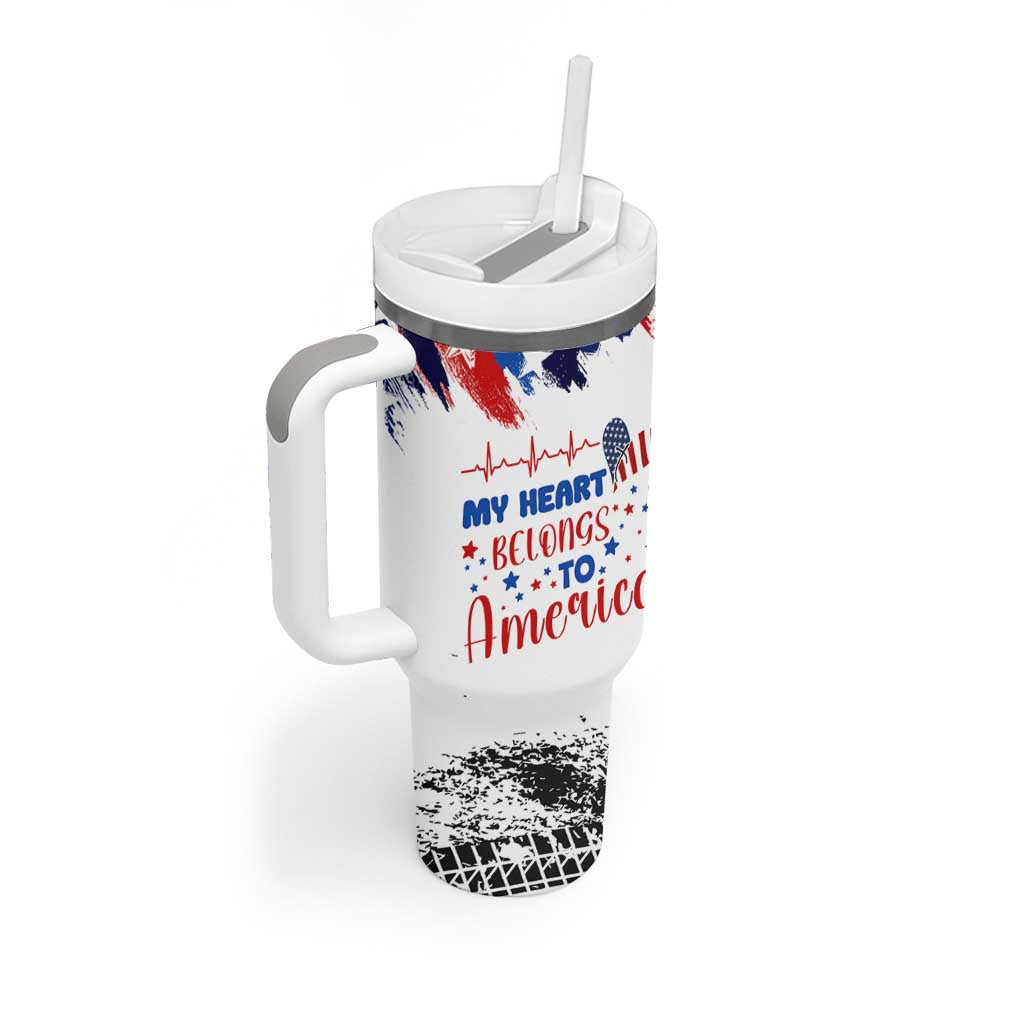 My Heart Belongs To America Patriotic Tumbler With Handle 4th Of July Independence Day American Flag