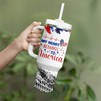 My Heart Belongs To America Patriotic Tumbler With Handle 4th Of July Independence Day American Flag