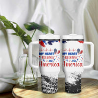 My Heart Belongs To America Patriotic Tumbler With Handle 4th Of July Independence Day American Flag