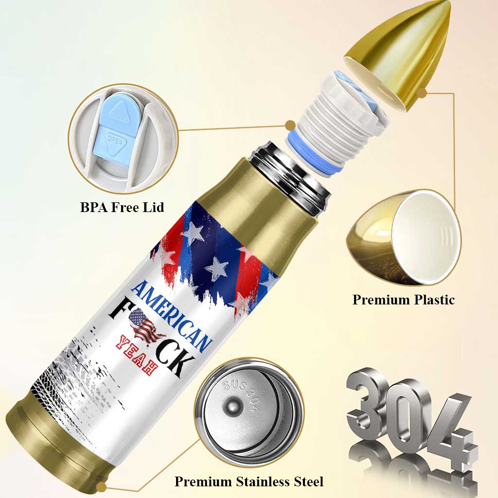 America Fck Yeah Bullet Tumbler Funny Patriotic USA Flag American Patriot