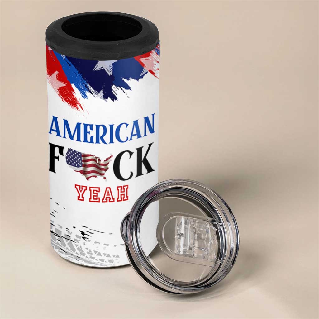 America Fck Yeah 4 in 1 Can Cooler Tumbler Funny Patriotic USA Flag American Patriot