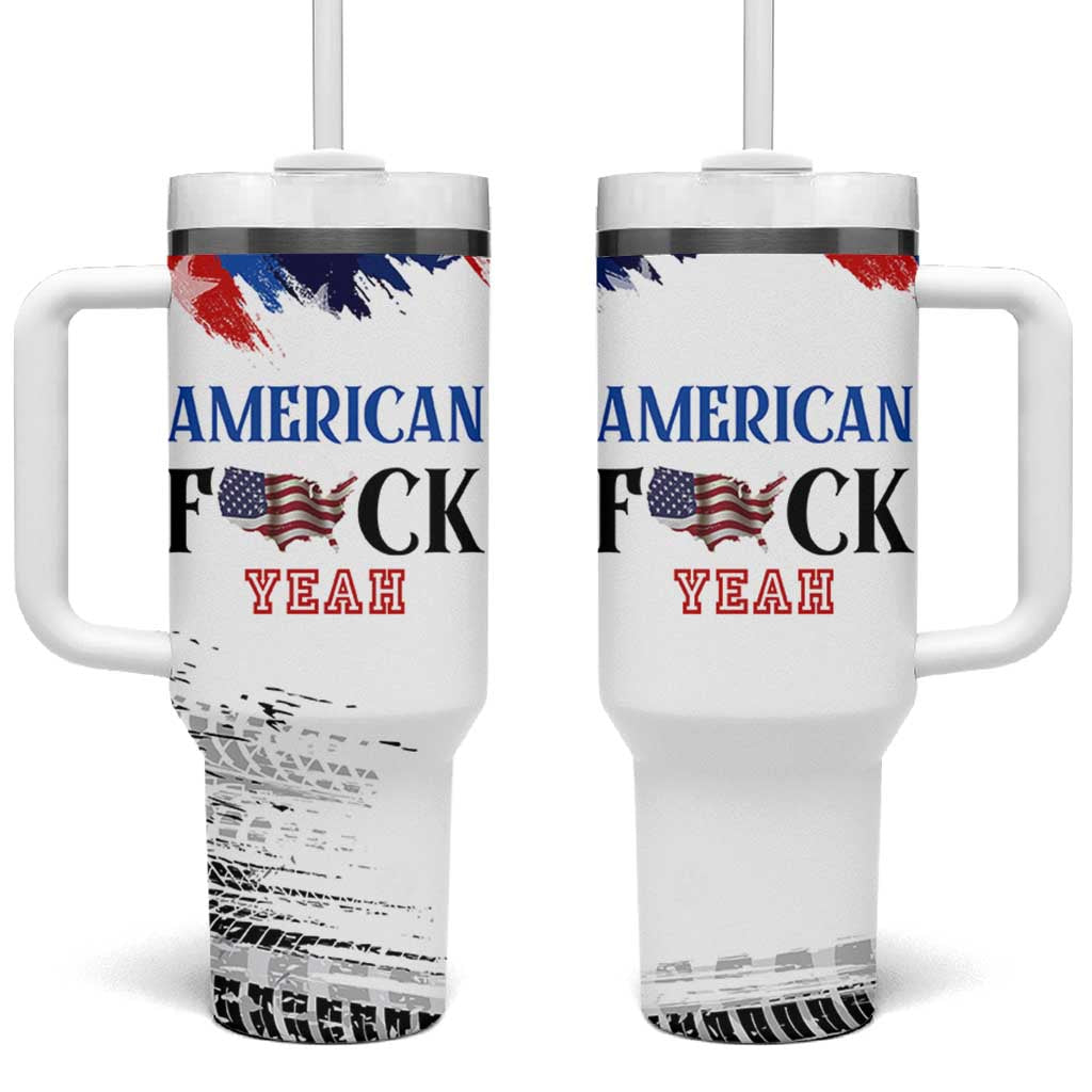 America Fck Yeah Tumbler With Handle Funny Patriotic USA Flag American Patriot