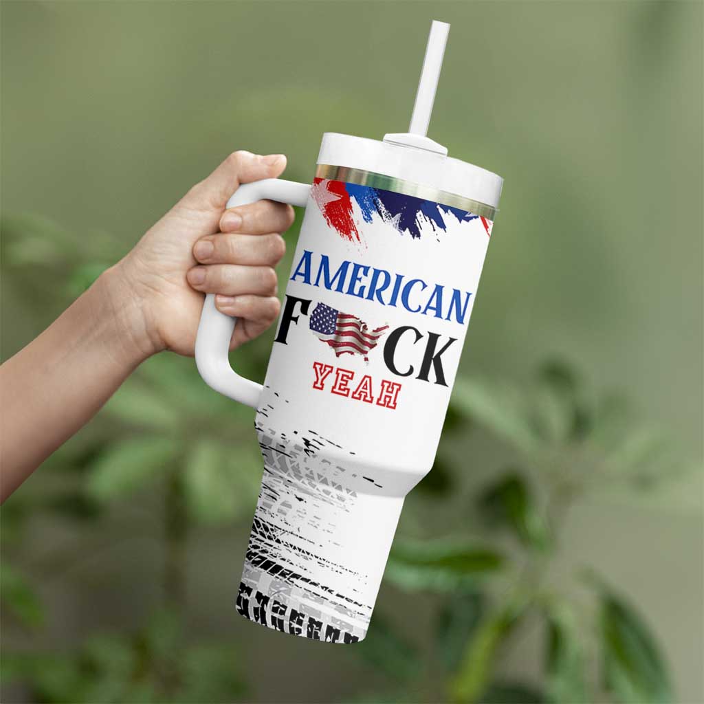 America Fck Yeah Tumbler With Handle Funny Patriotic USA Flag American Patriot