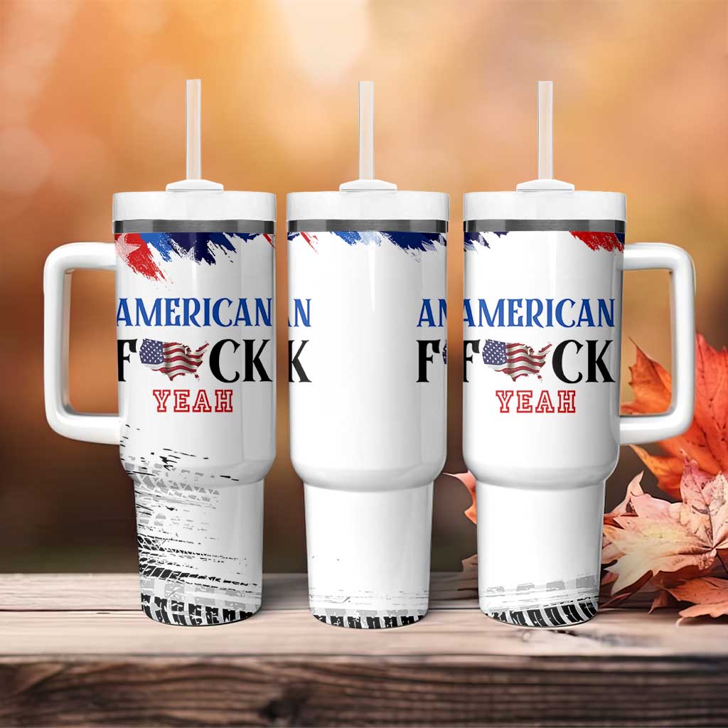 America Fck Yeah Tumbler With Handle Funny Patriotic USA Flag American Patriot
