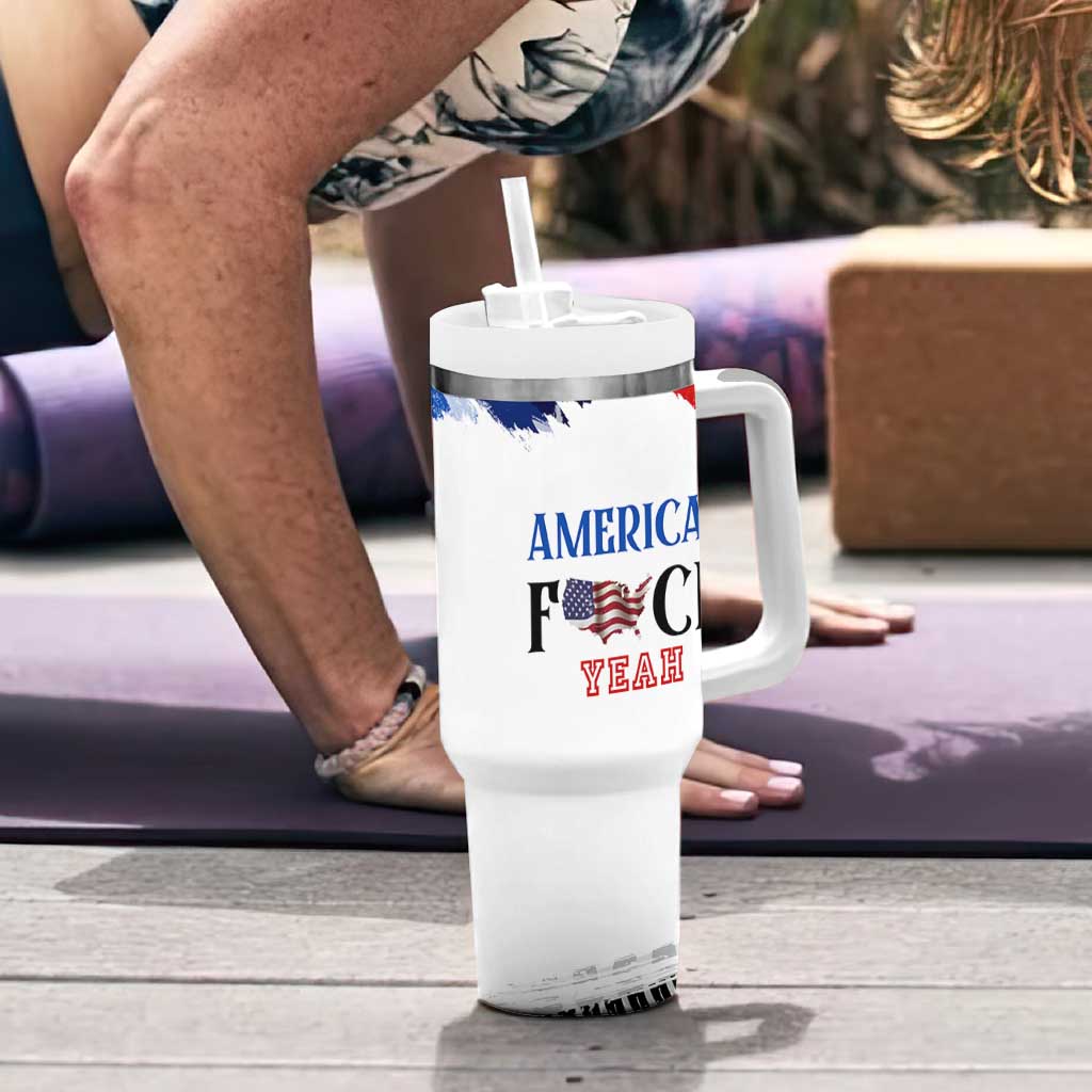America Fck Yeah Tumbler With Handle Funny Patriotic USA Flag American Patriot