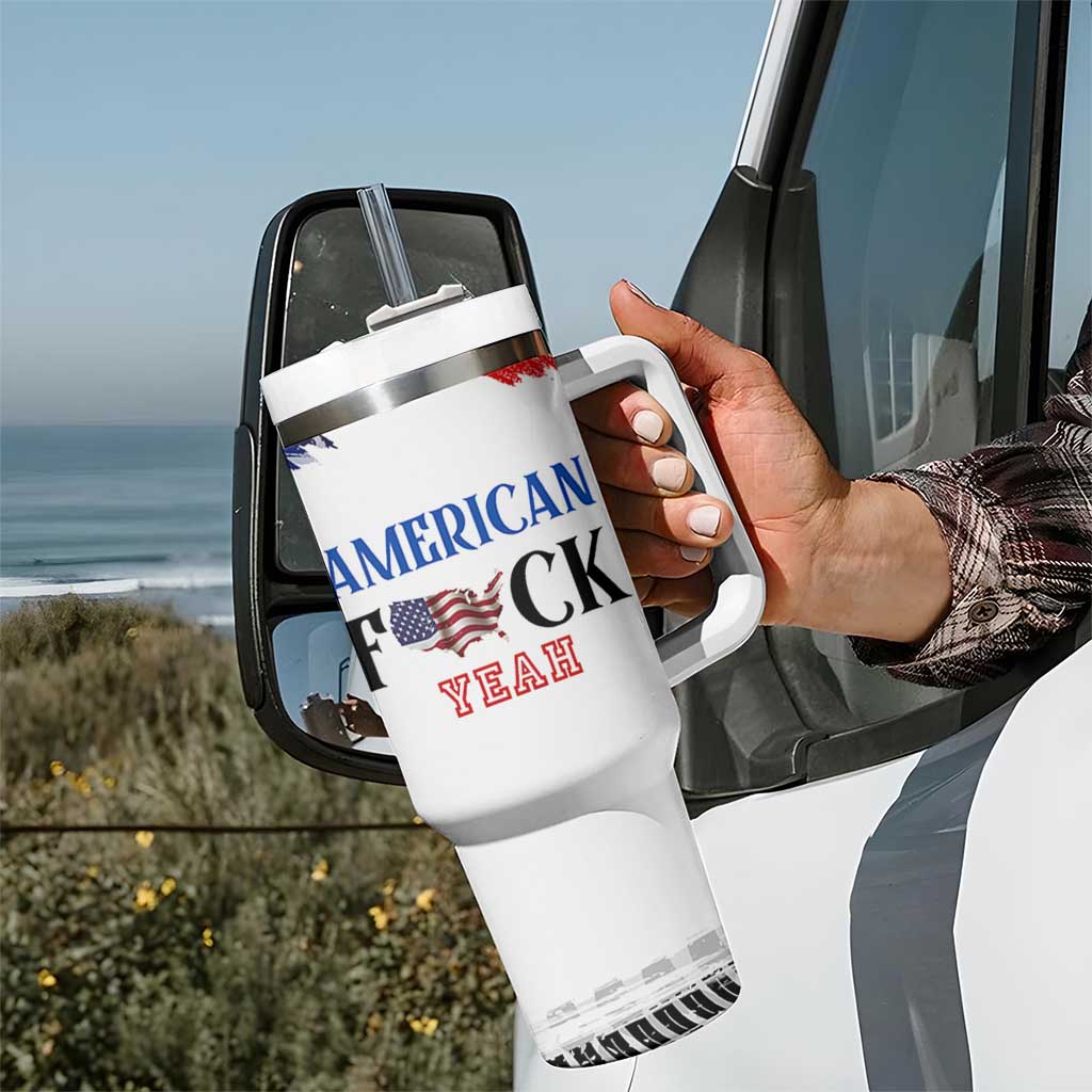 America Fck Yeah Tumbler With Handle Funny Patriotic USA Flag American Patriot