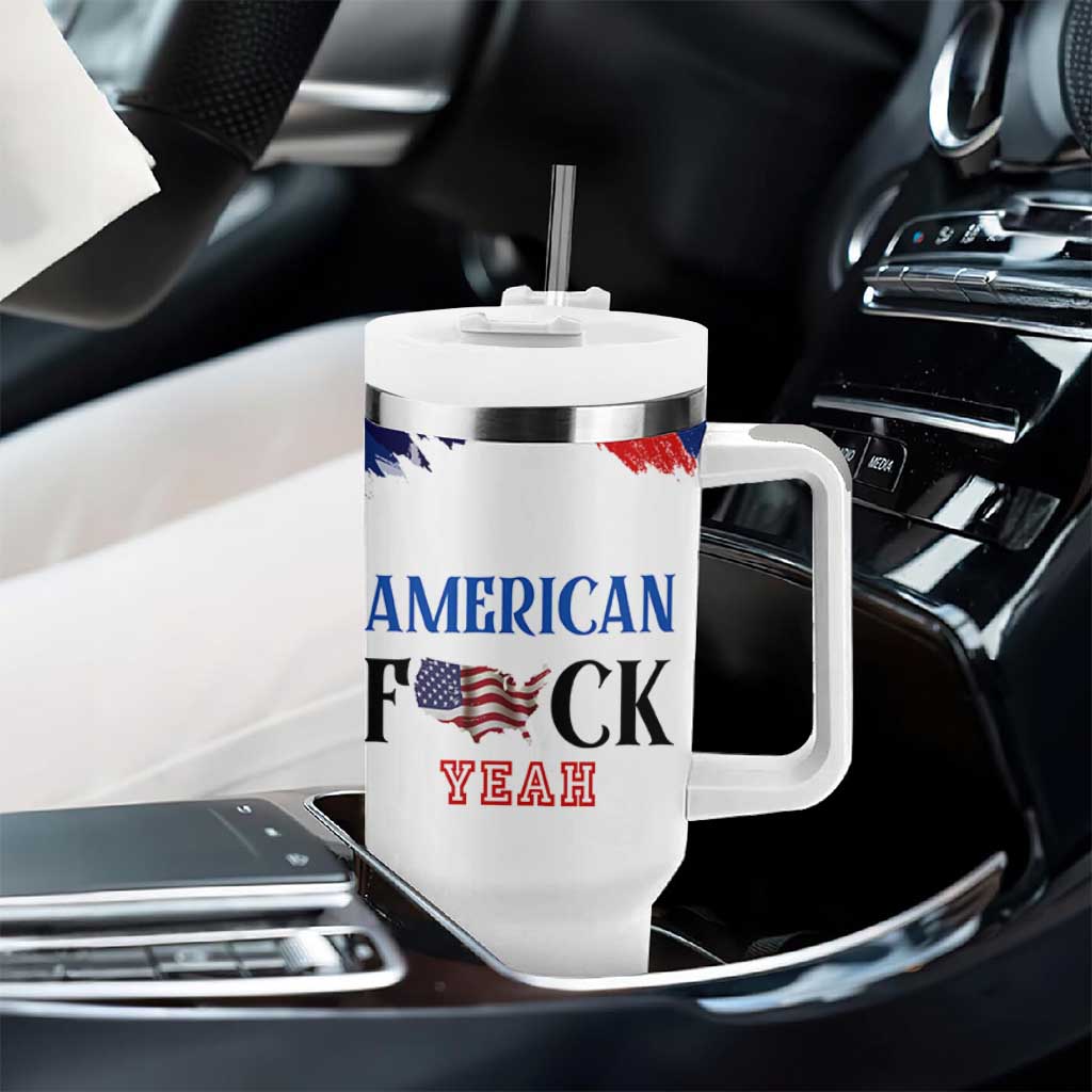America Fck Yeah Tumbler With Handle Funny Patriotic USA Flag American Patriot