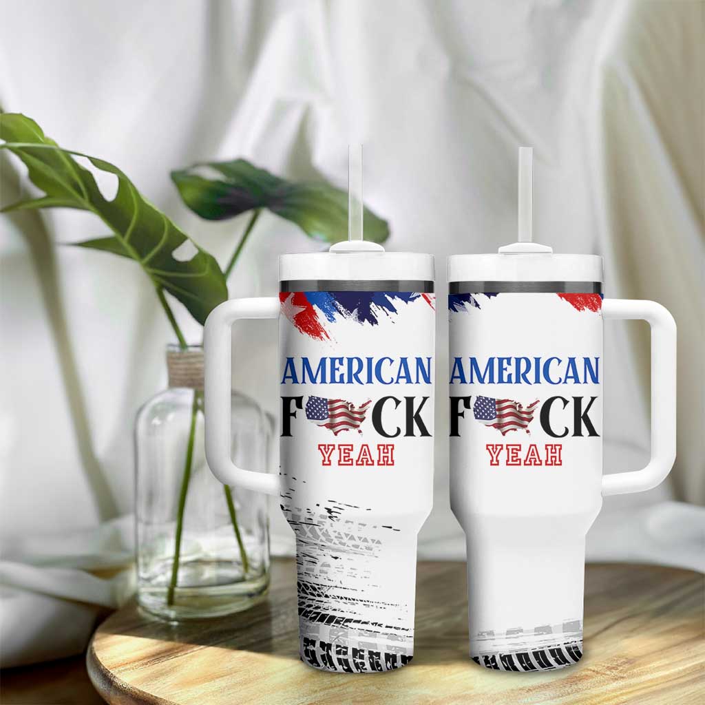 America Fck Yeah Tumbler With Handle Funny Patriotic USA Flag American Patriot