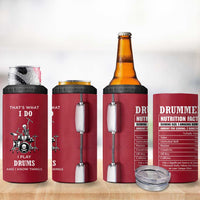 Skeleton Drummer 4 in 1 Can Cooler Tumbler Thats What I Do I Play Drums Gifts For Drummers Percussionists