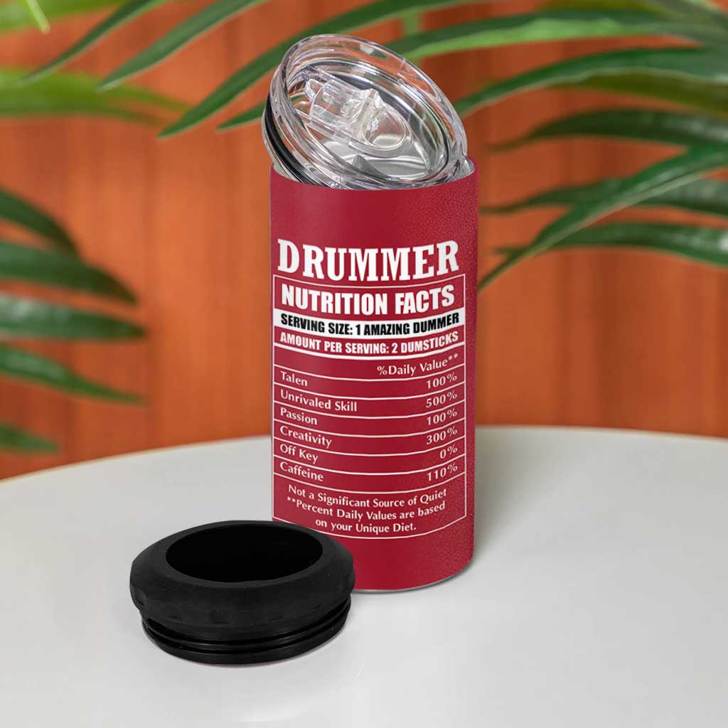 Skeleton Drummer 4 in 1 Can Cooler Tumbler Thats What I Do I Play Drums Gifts For Drummers Percussionists