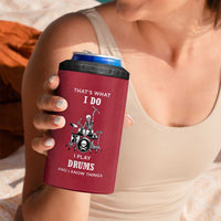 Skeleton Drummer 4 in 1 Can Cooler Tumbler Thats What I Do I Play Drums Gifts For Drummers Percussionists