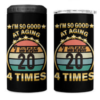 80th Birthday 4 in 1 Can Cooler Tumbler Turning 20 4 Times Retro 1946 80 Year Old Birthday