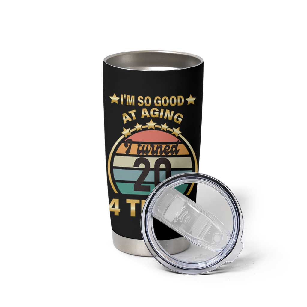 80th Birthday Tumbler Cup Turning 20 4 Times Retro 1946 80 Year Old Birthday