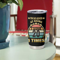 80th Birthday Tumbler Cup Turning 20 4 Times Retro 1946 80 Year Old Birthday