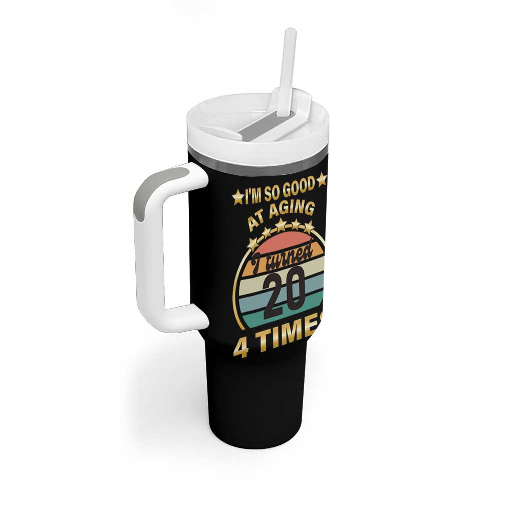 80th Birthday Tumbler With Handle Turning 20 4 Times Retro 1946 80 Year Old Birthday