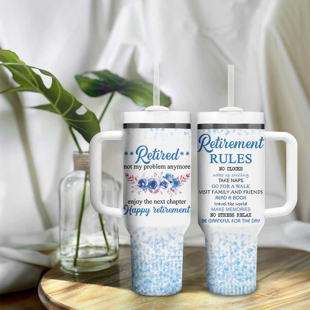 Retirement Gifts For Women Tumbler With Handle Not My Problem Anymore Funny Retired Flowers Floral