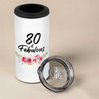 80 And Fabulous 4 in 1 Can Cooler Tumbler 80th Birthday Gifts For Women Grandma Aunt Flower 1946 Present