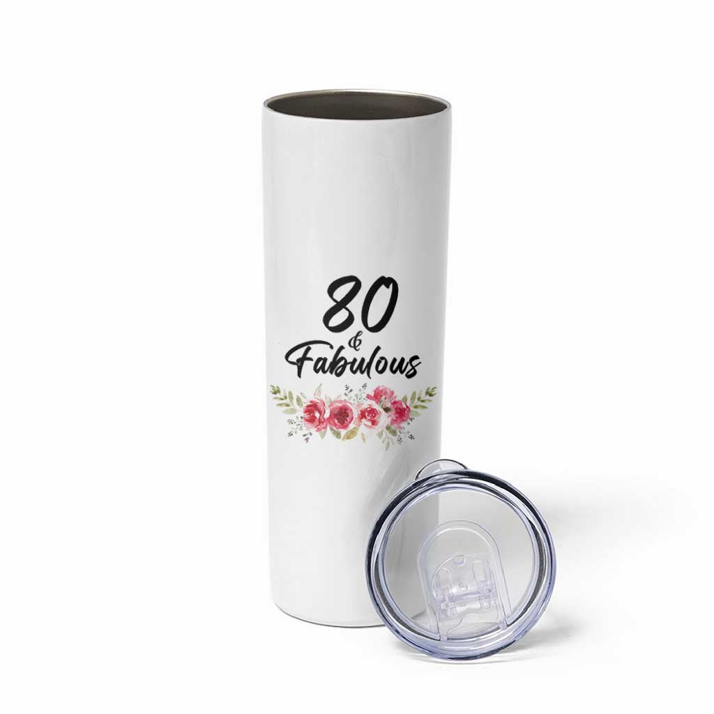 80 And Fabulous Skinny Tumbler 80th Birthday Gifts For Women Grandma Aunt Flower 1946 Present