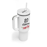 80 And Fabulous Tumbler With Handle 80th Birthday Gifts For Women Grandma Aunt Flower 1946 Present