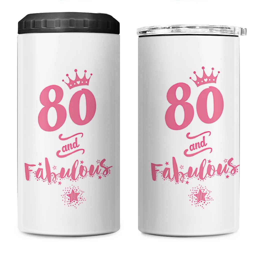 80 And Fabulous 4 in 1 Can Cooler Tumbler 80th Birthday Gifts For Women Grandma Aunt 1946 Present