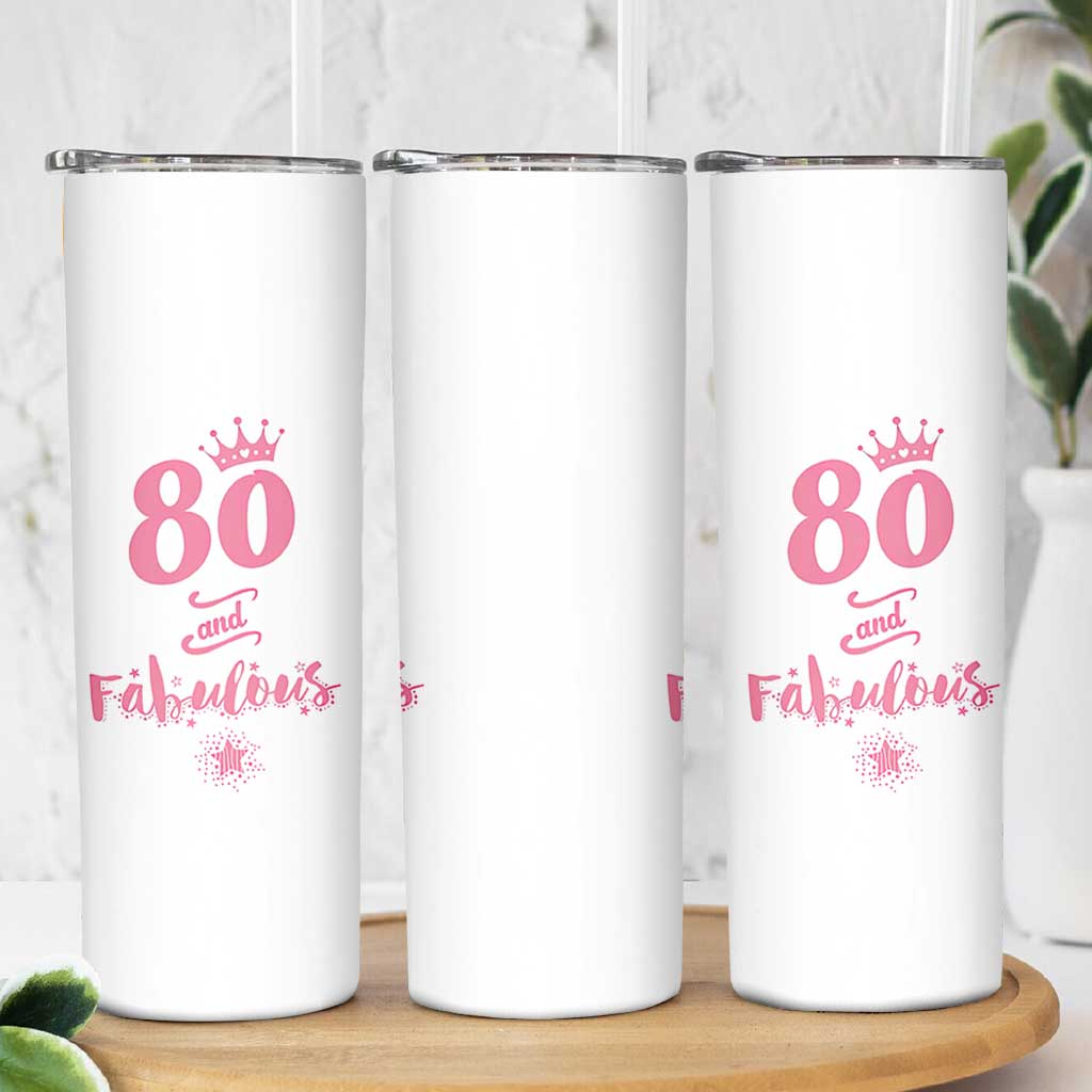 80 And Fabulous Skinny Tumbler 80th Birthday Gifts For Women Grandma Aunt 1946 Present
