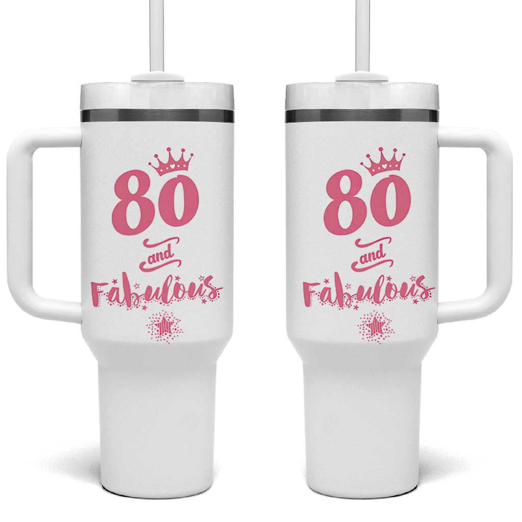 80 And Fabulous Tumbler With Handle 80th Birthday Gifts For Women Grandma Aunt 1946 Present