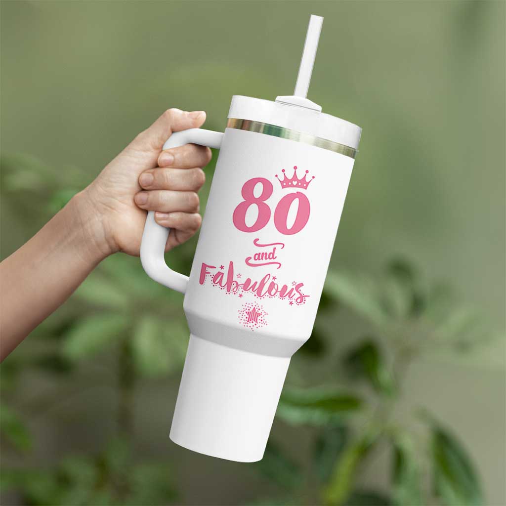 80 And Fabulous Tumbler With Handle 80th Birthday Gifts For Women Grandma Aunt 1946 Present