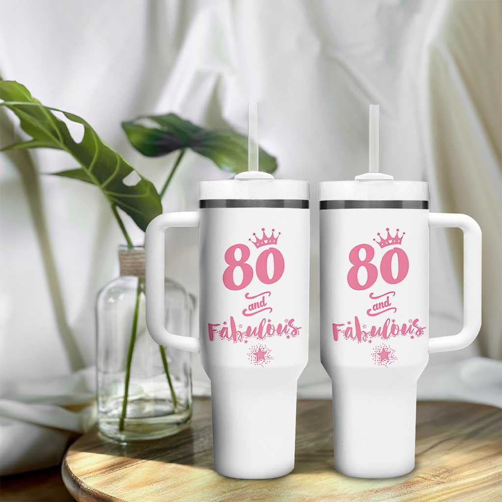 80 And Fabulous Tumbler With Handle 80th Birthday Gifts For Women Grandma Aunt 1946 Present