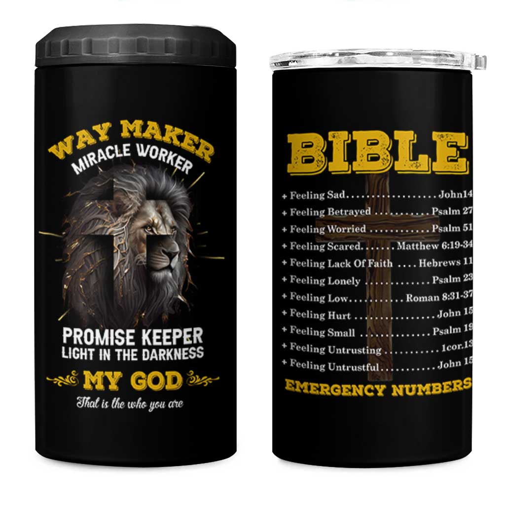 Christian Gifts for Men 4 in 1 Can Cooler Tumbler Vintage Waymaker Miracle Worker Lion Faith Believer