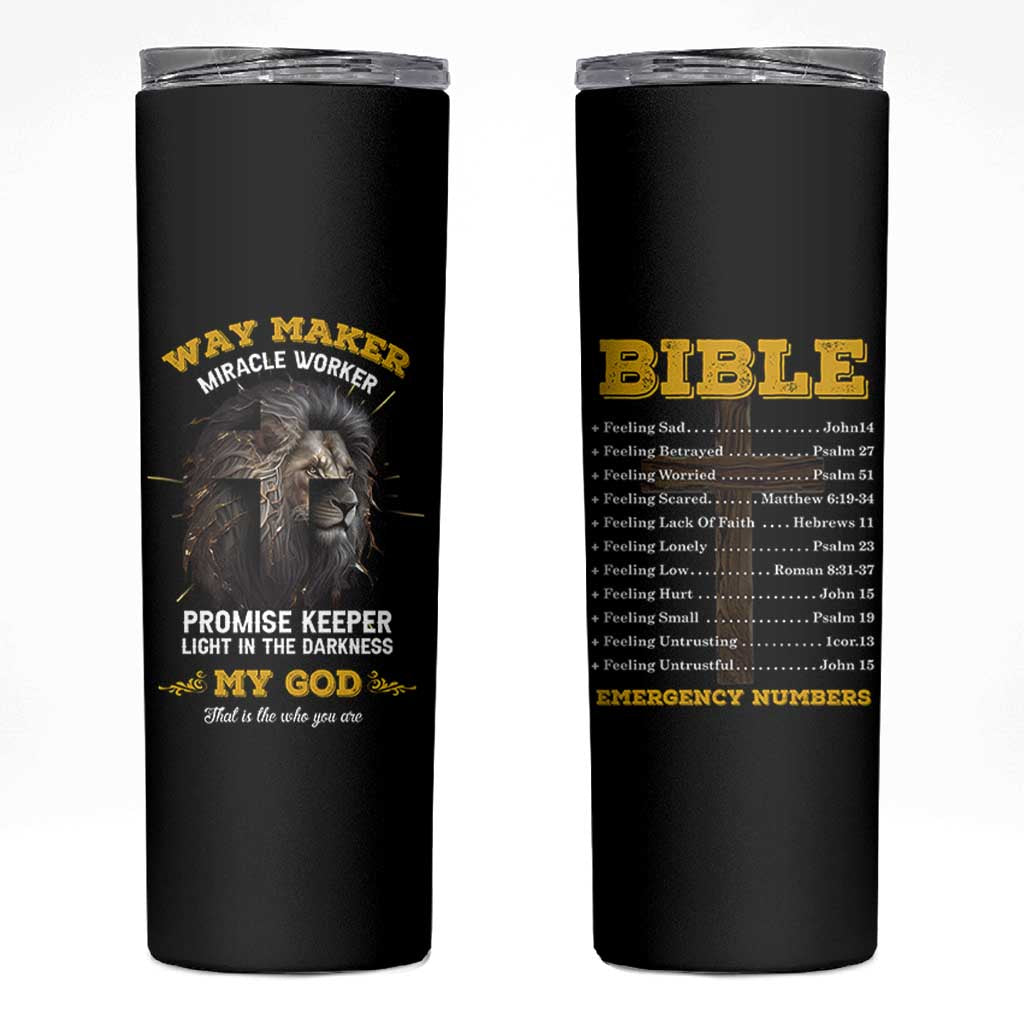 Christian Gifts for Men Skinny Tumbler Vintage Waymaker Miracle Worker Lion Faith Believer