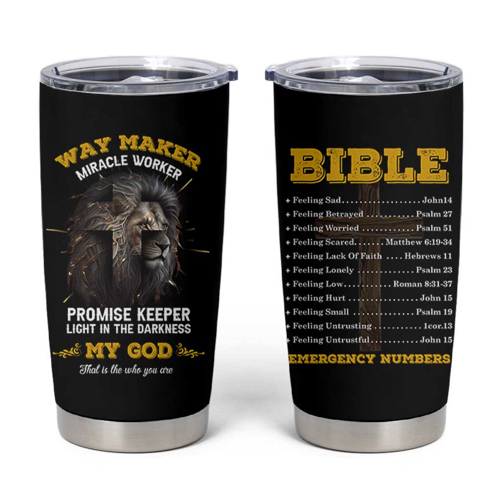 Christian Gifts for Men Tumbler Cup Vintage Waymaker Miracle Worker Lion Faith Believer