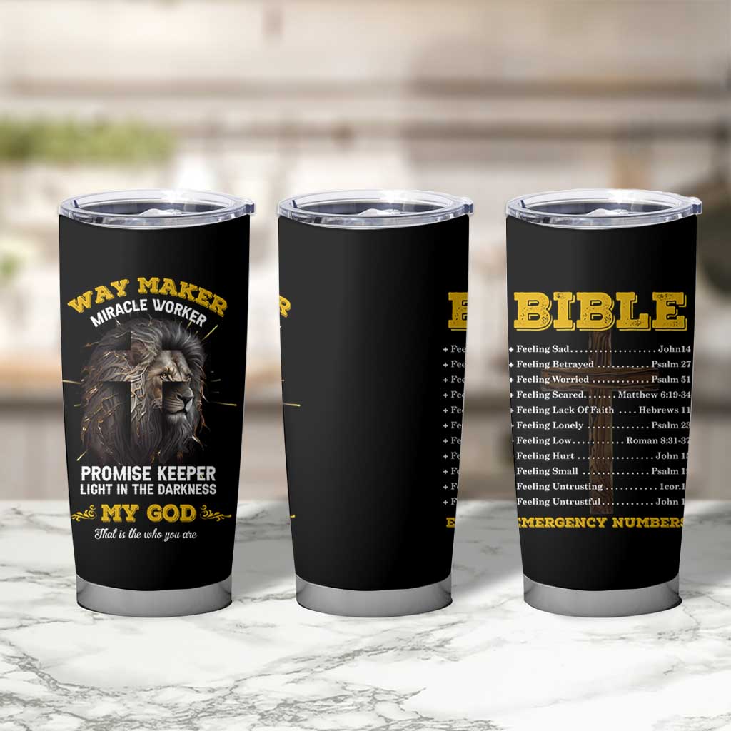 Christian Gifts for Men Tumbler Cup Vintage Waymaker Miracle Worker Lion Faith Believer