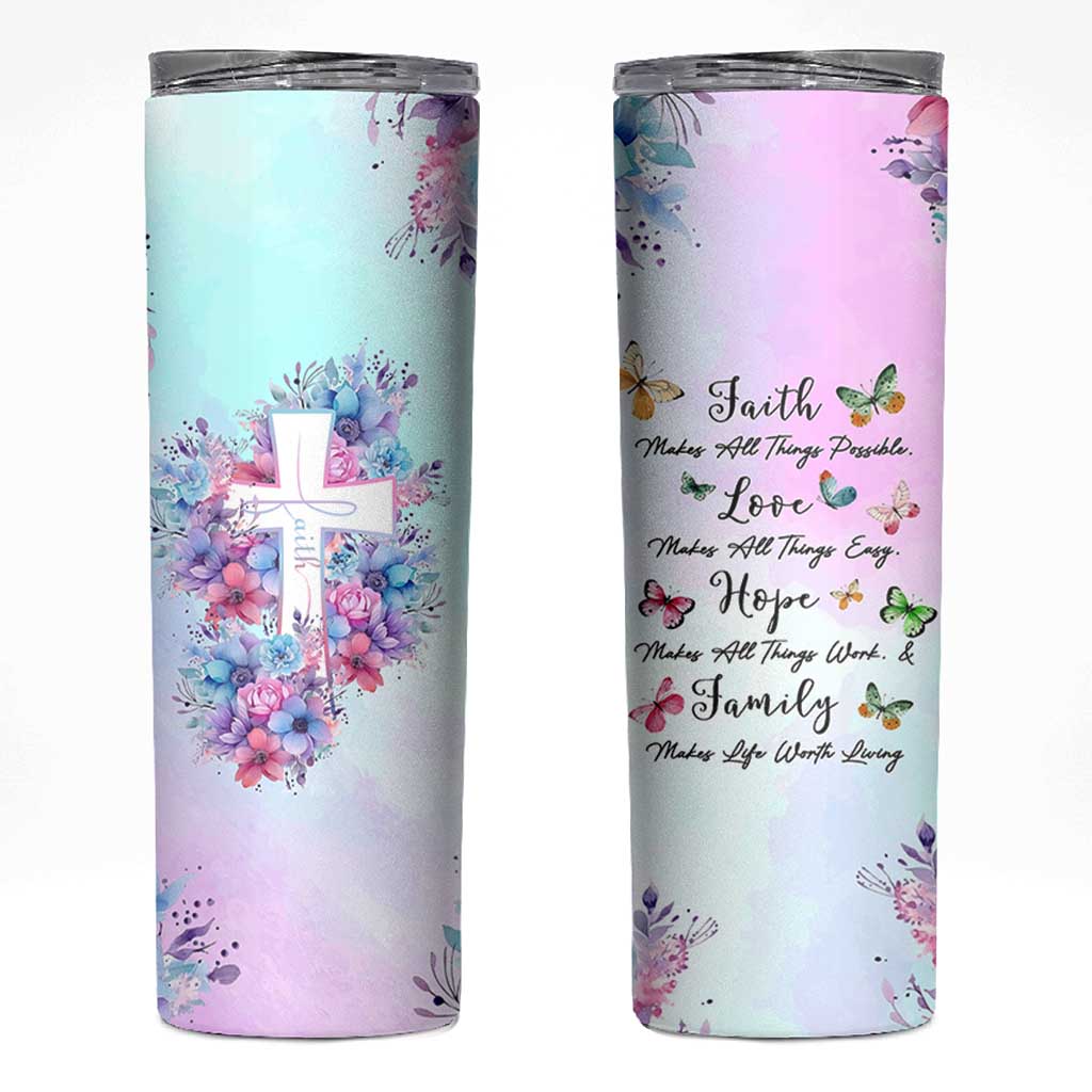 Christian Gifts For Women Skinny Tumbler Faith Mothers Day Bible Verse Encouragement Gifts Flower Coffee Cup