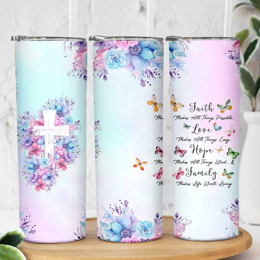 Christian Gifts For Women Skinny Tumbler Faith Mothers Day Bible Verse Encouragement Gifts Flower Coffee Cup
