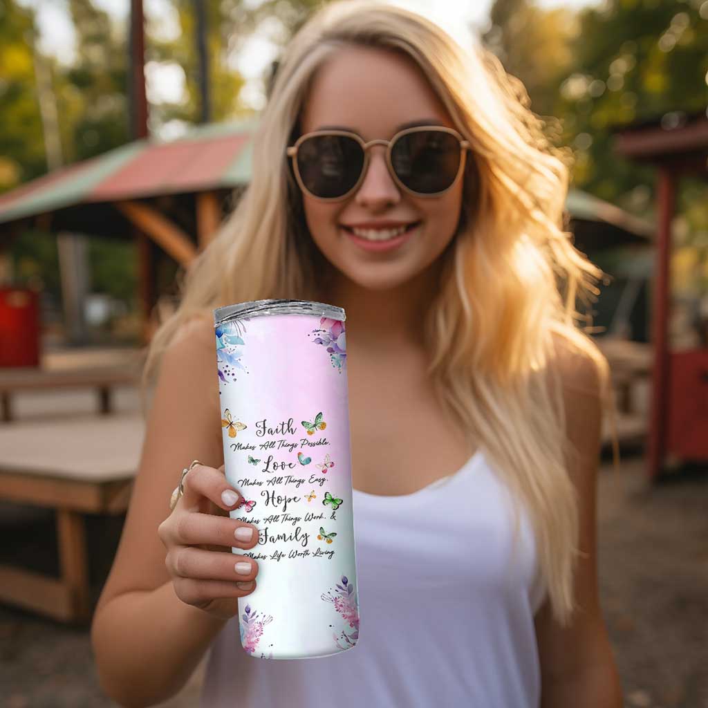 Christian Gifts For Women Skinny Tumbler Faith Mothers Day Bible Verse Encouragement Gifts Flower Coffee Cup